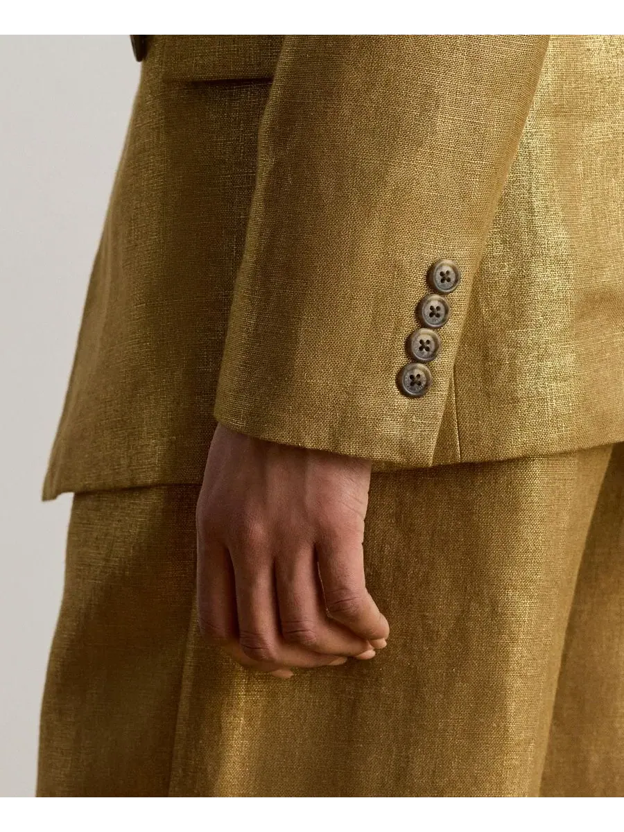 Пиджак двойной с пиковыми лацканами Foiled Peak Lapels Lauren Ralph Lauren — изображение 4 из 6, коричневый/золотистый
