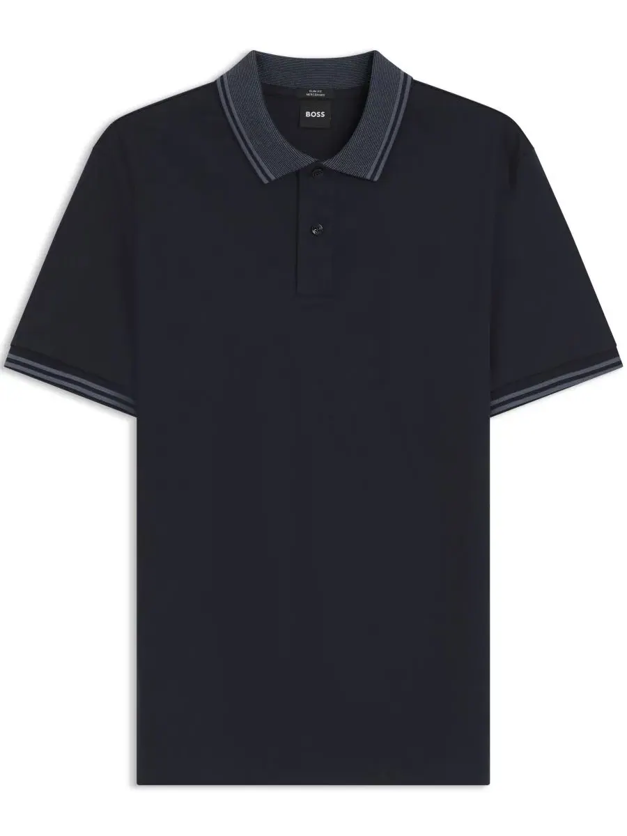 Поло из мерсеризованного хлопка Slim Fit Hugo Boss — изображение 2 из 5, синий