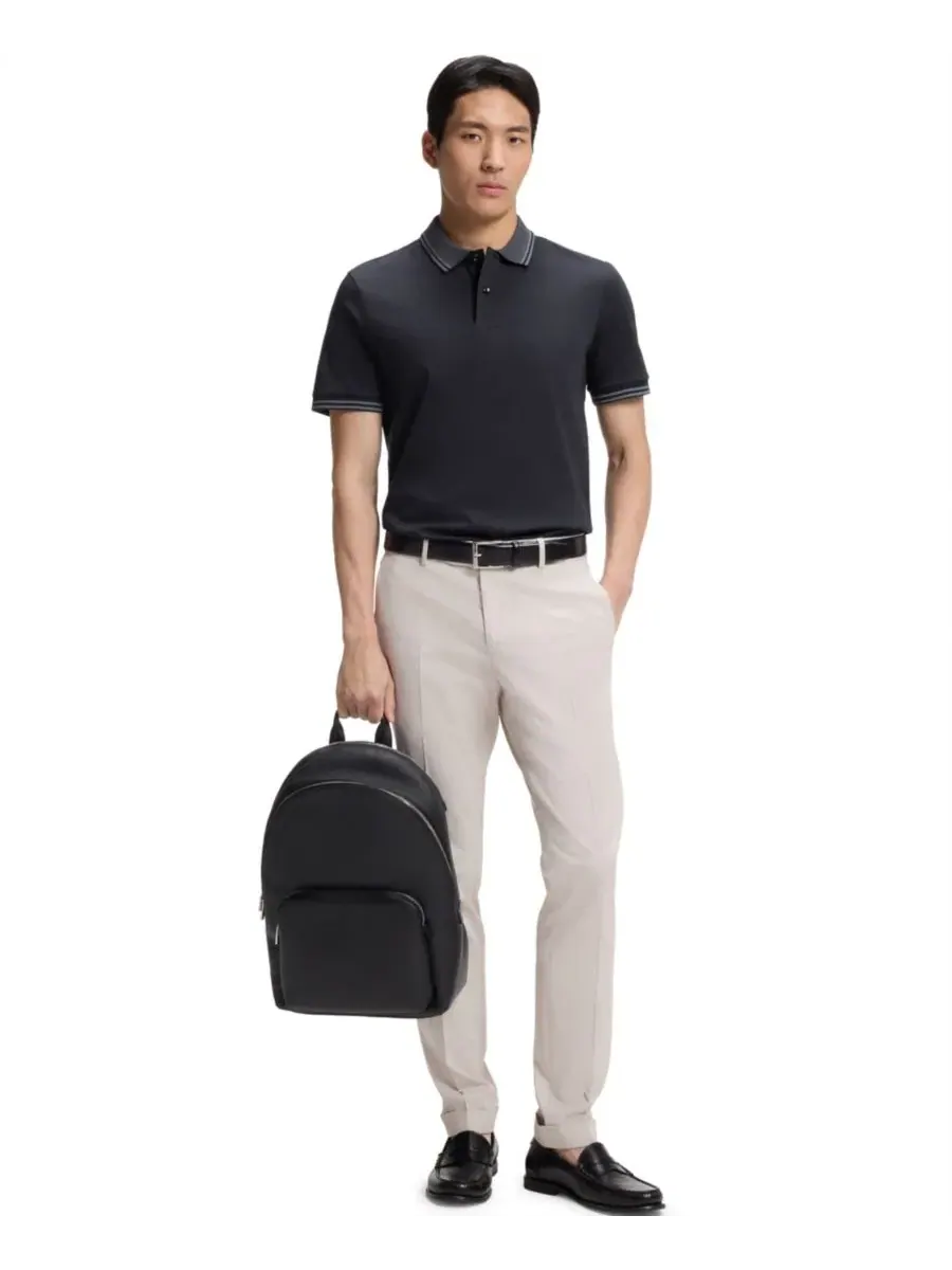 Поло из мерсеризованного хлопка Slim Fit Hugo Boss — изображение 4 из 5, синий