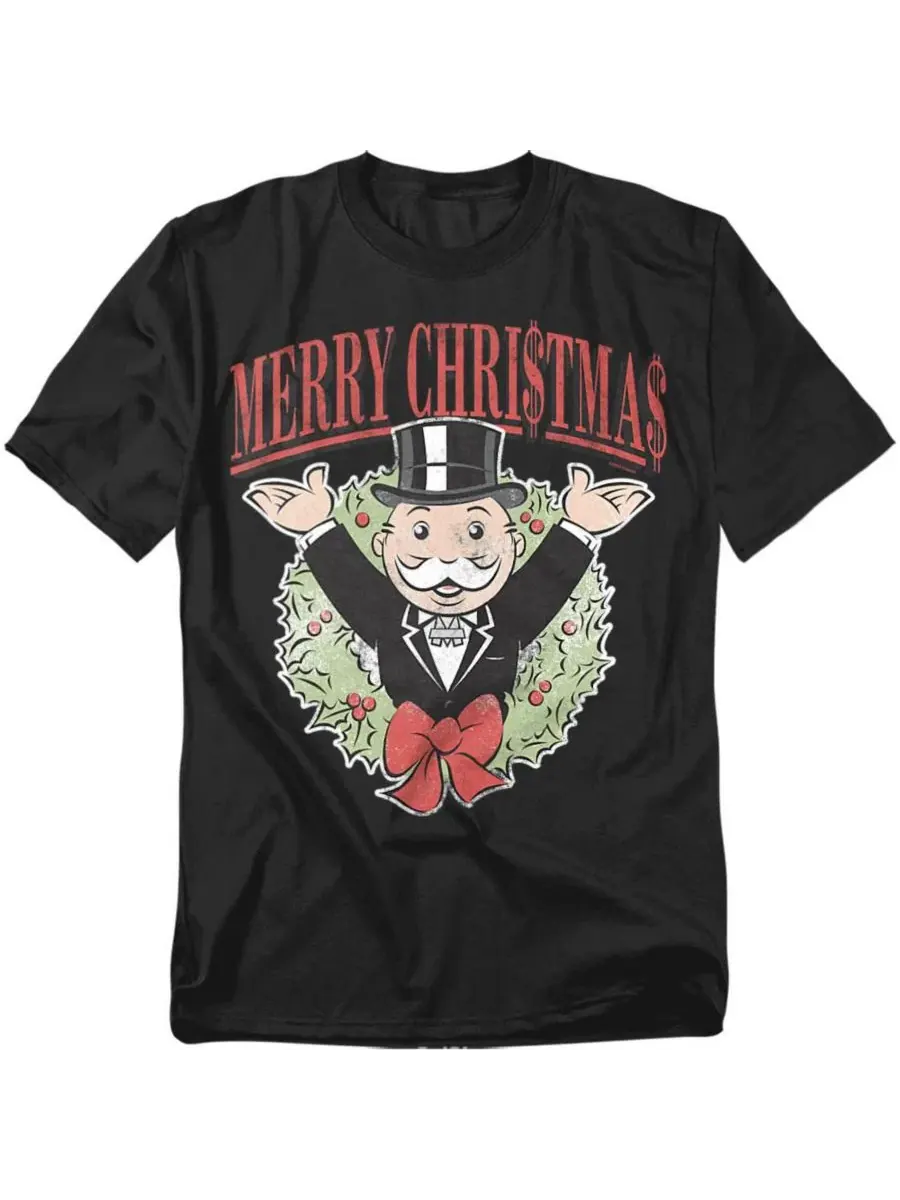 Футболка с длинным рукавом Men's Man Merry Christmas MONOPOLY — изображение 1 из 3, черный