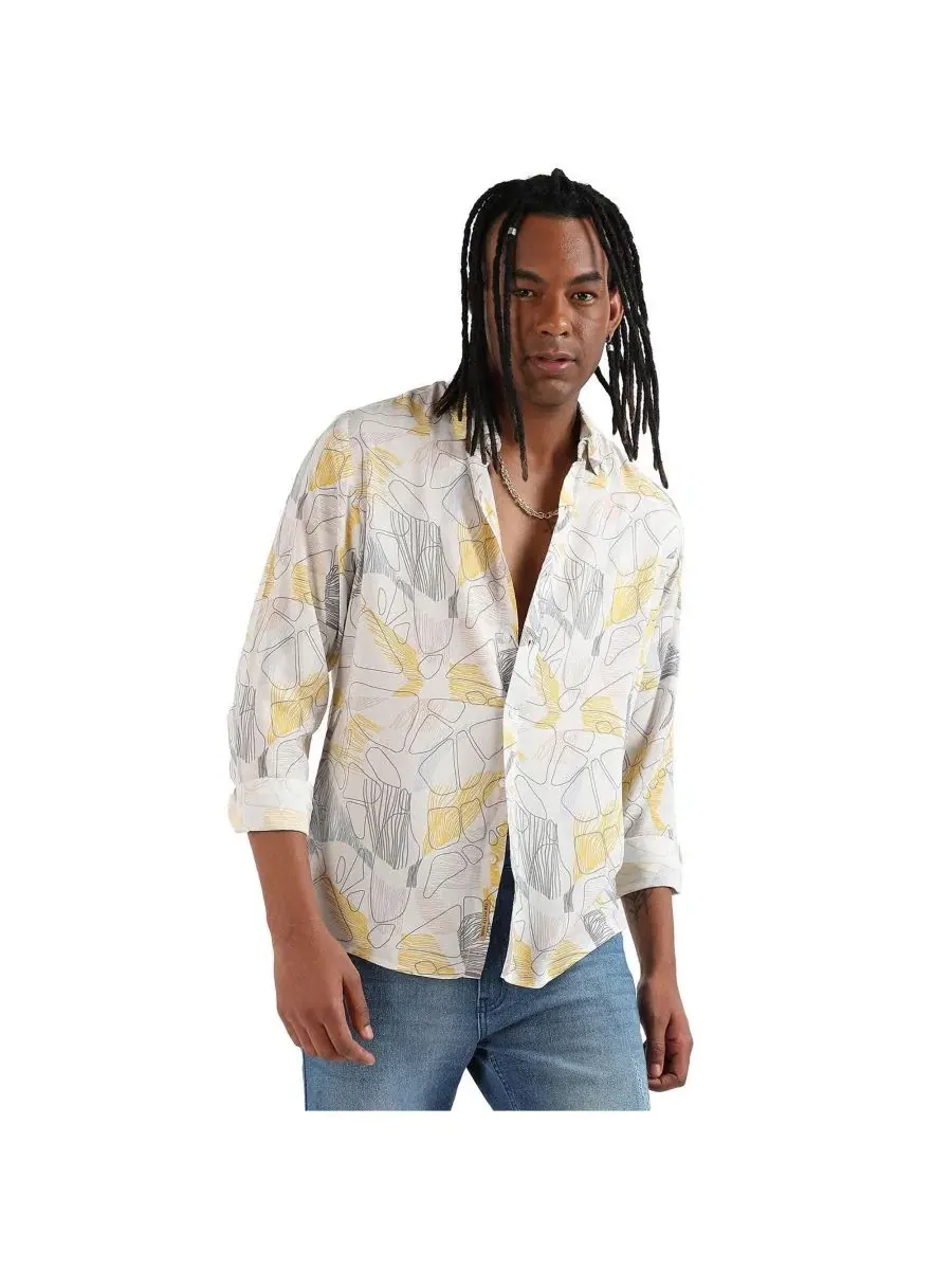 Мужская рубашка с длинным рукавом, с принтом, Minimal Lined Shirt Campus Sutra