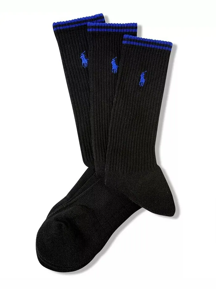 Мужские носки Athletic Crew, 3 пары Polo Ralph Lauren — изображение 1 из 1, черный