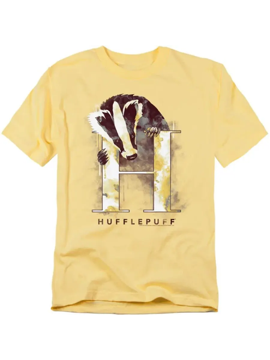 Футболка с принтом Hufflepuff Watercolor Crest Harry Potter — изображение 1 из 3, желтый