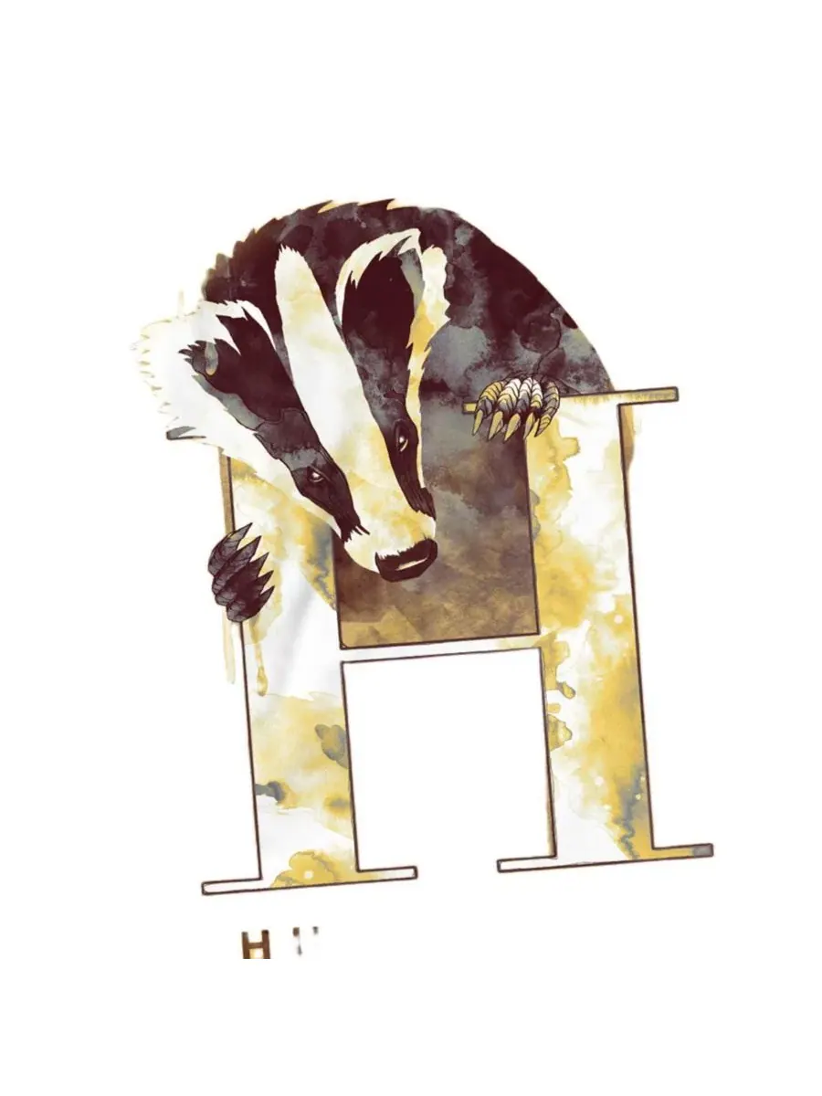 Футболка с принтом Hufflepuff Watercolor Crest Harry Potter — изображение 2 из 3, желтый