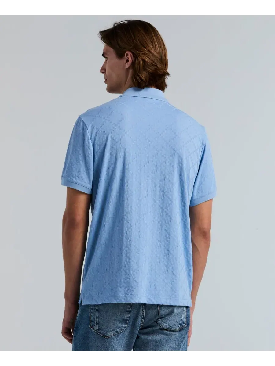 Мужское поло из жаккарда с геометрическим узором Perry Ellis — изображение 4 из 4, синий