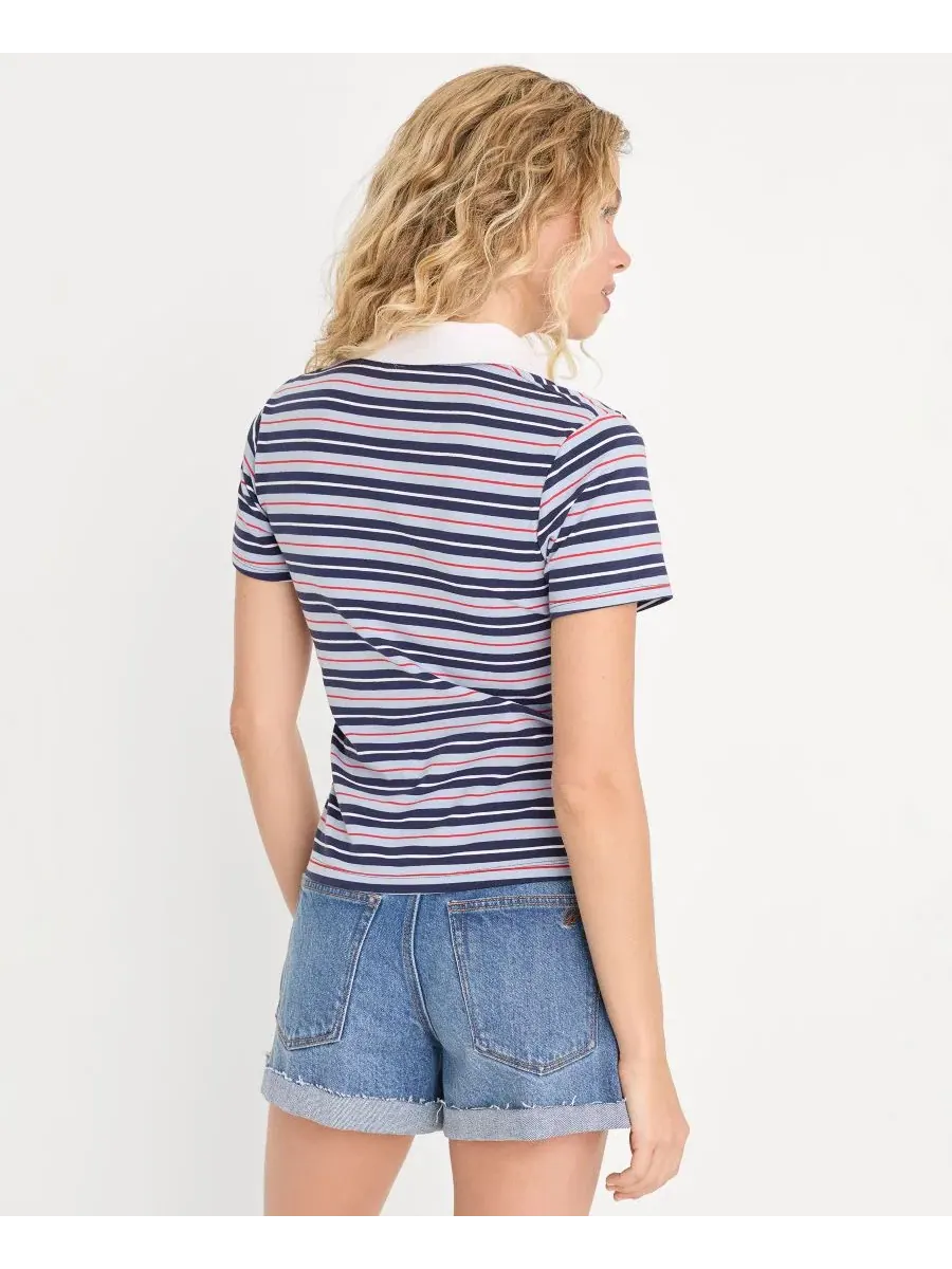 Женское поло с коротким рукавом Good American, Americana Horizontal Stripe — изображение 4 из 4