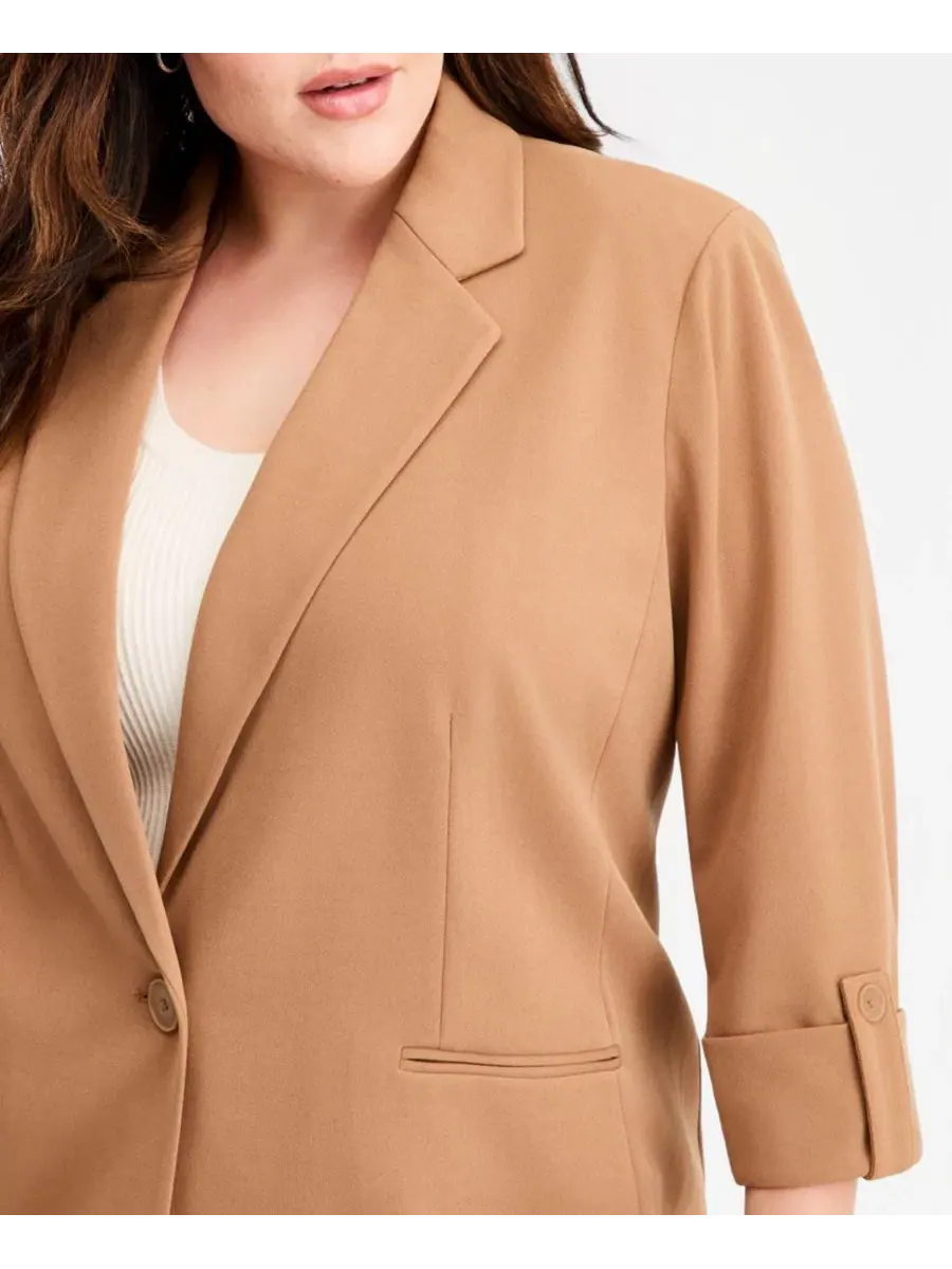 Блейзер с рукавом 3/4 и отворотом Anne Klein Essentials — изображение 4 из 4, бежевый