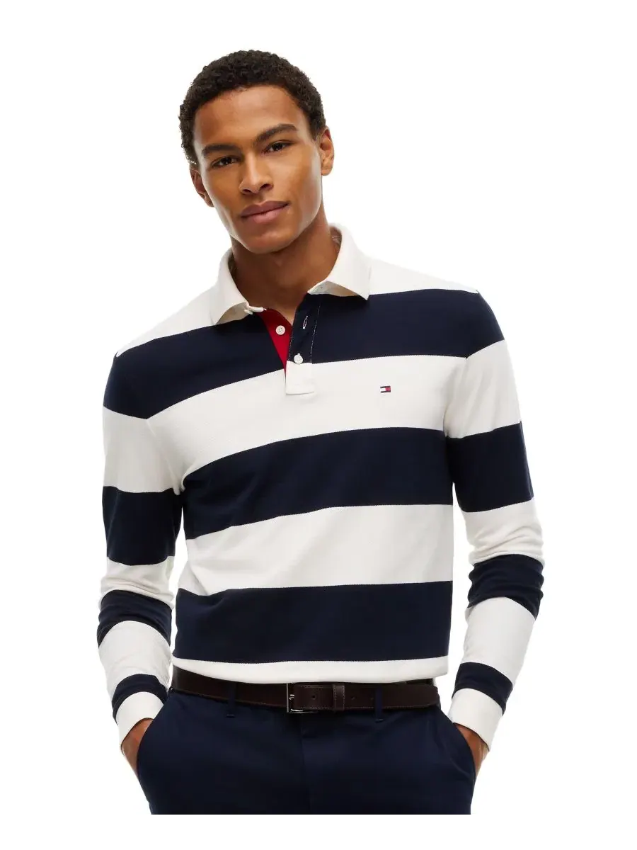 Поло с длинным рукавом, полосатый принт Rugby Stripe Tommy Hilfiger — изображение 1 из 4