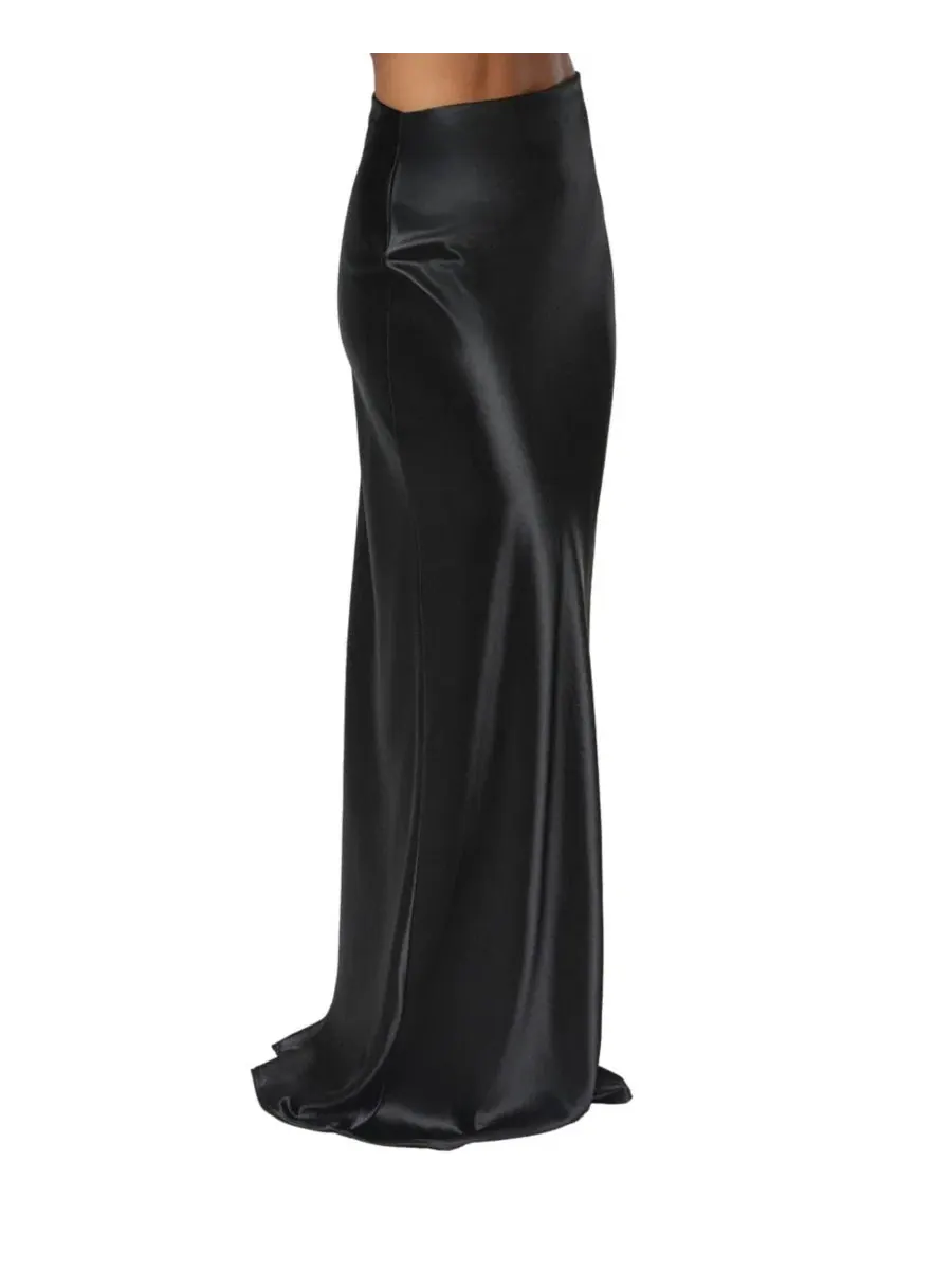 Юбка макси из атласа Tradition Satin JLUXLABEL — изображение 2 из 7, черный