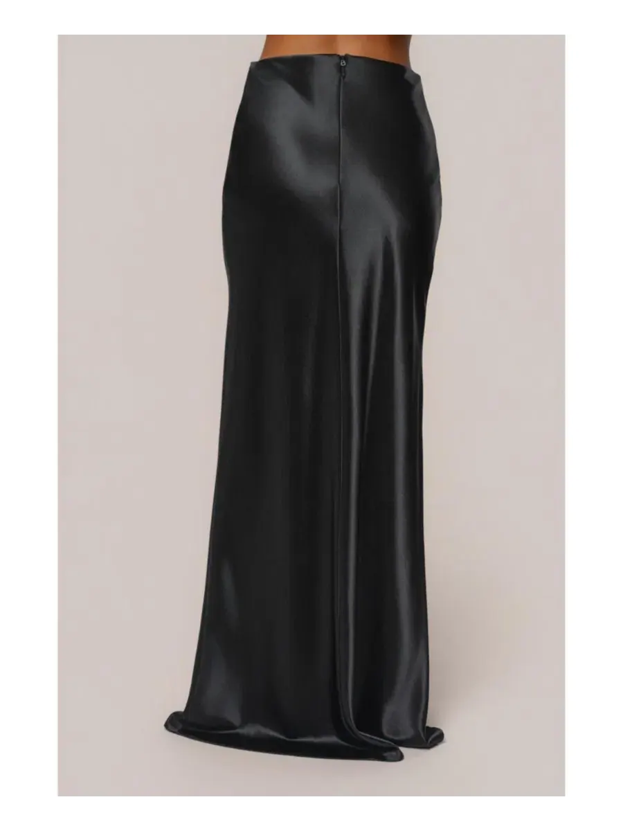 Юбка макси из атласа Tradition Satin JLUXLABEL — изображение 7 из 7, черный