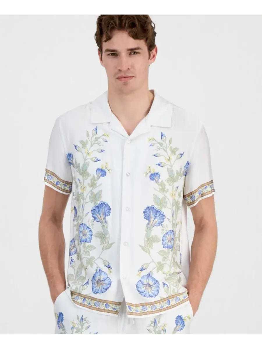 Мужская рубашка с принтом Wayco Bord Floral GUESS — изображение 1 из 4, белый мульти