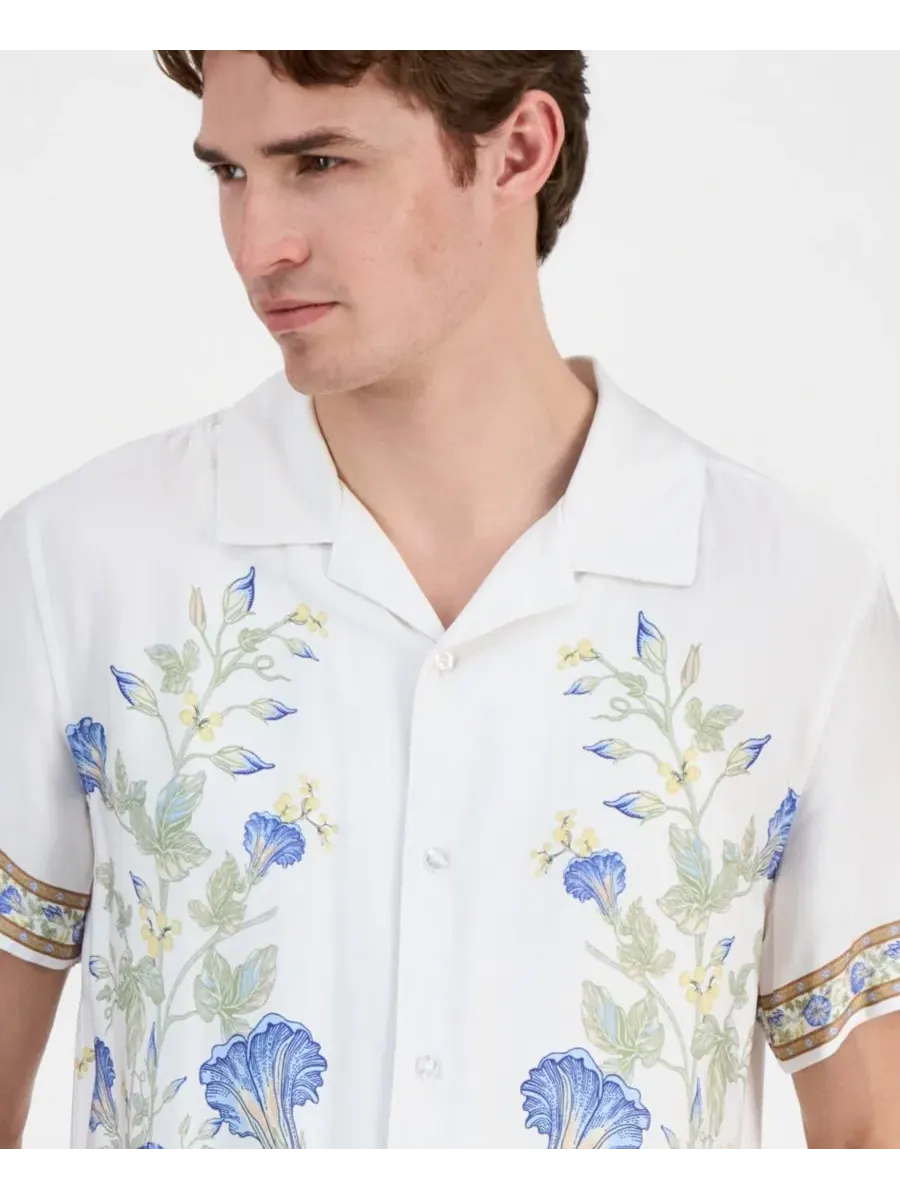 Мужская рубашка с принтом Wayco Bord Floral GUESS — изображение 2 из 4, белый мульти