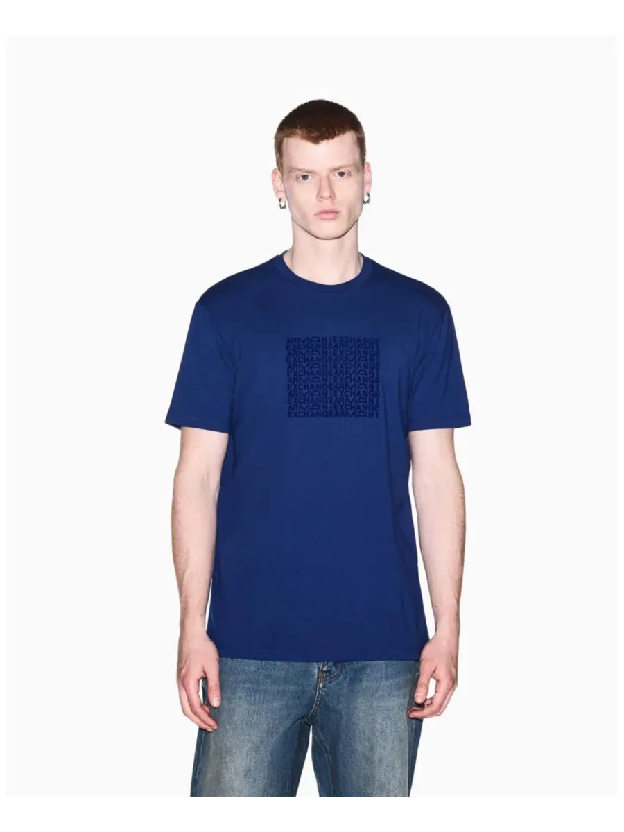 Футболка с коротким рукавом Box Logo Tee A|X Armani Exchange — изображение 1 из 8, синий