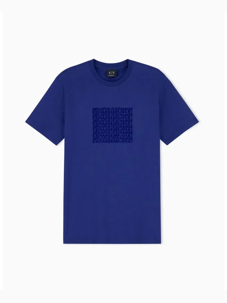 Футболка с коротким рукавом Box Logo Tee A|X Armani Exchange — изображение 2 из 8, синий