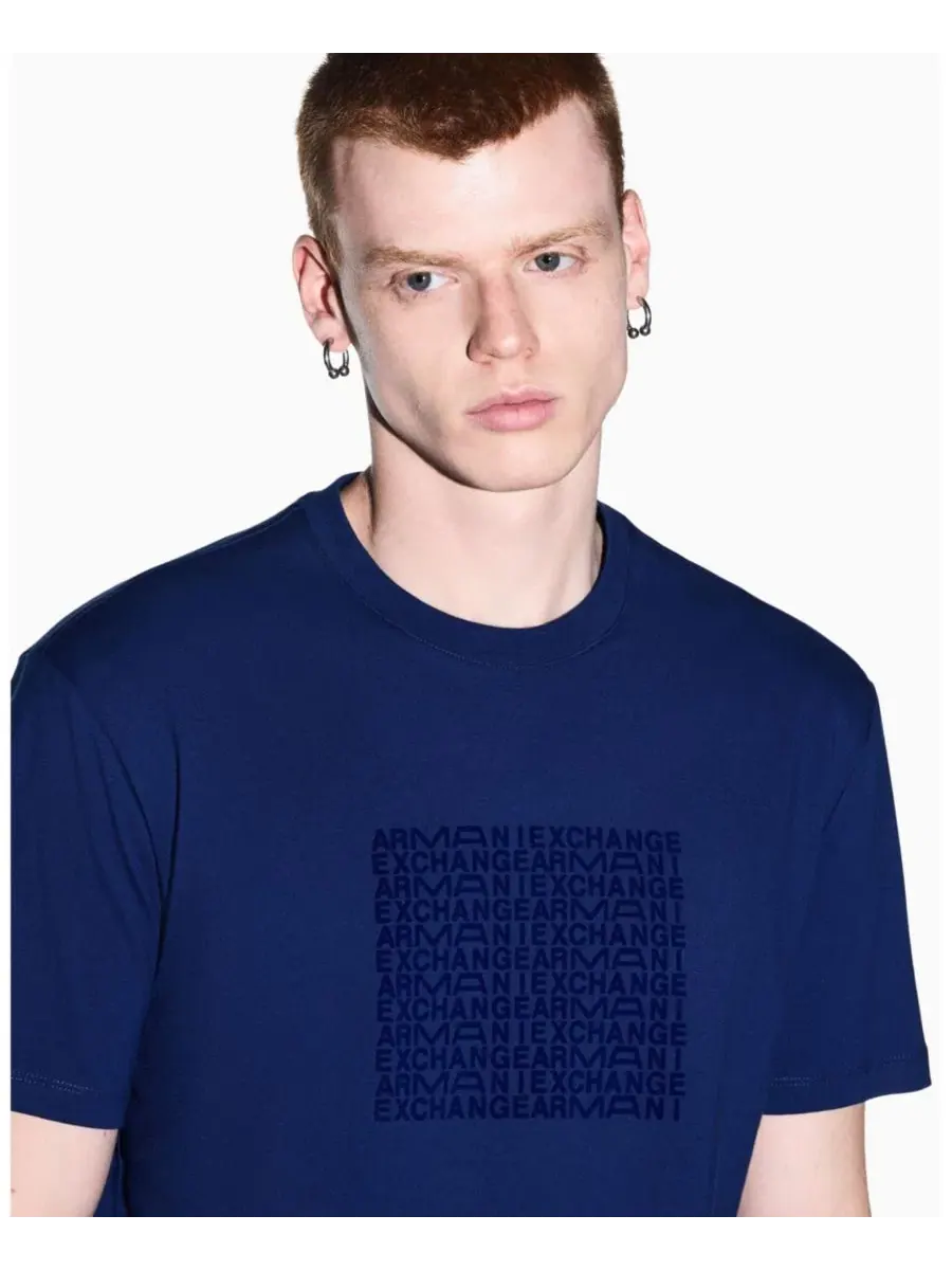 Футболка с коротким рукавом Box Logo Tee A|X Armani Exchange — изображение 8 из 8, синий