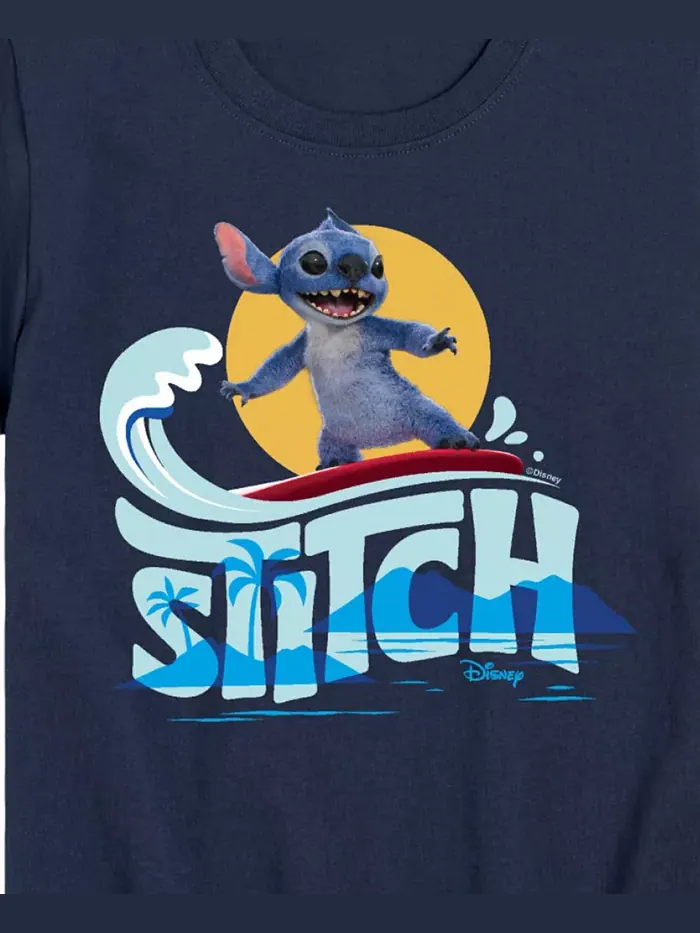 Футболка с принтом Stitch Wave из фильма "Лило и Стич" для мальчиков старшего возраста Lilo & Stitch — изображение 3 из 3