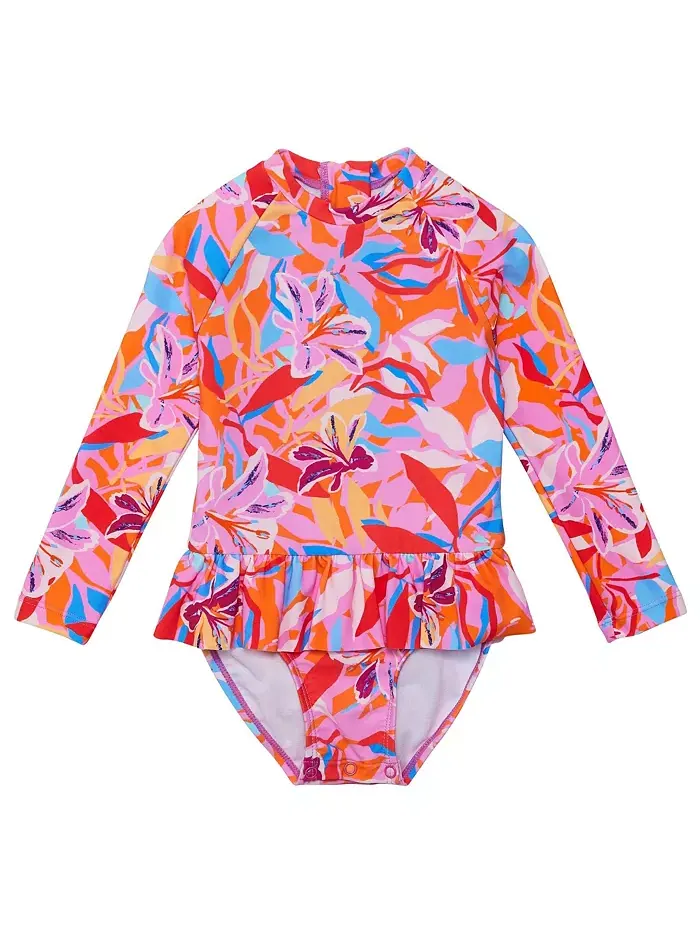 Детский комбинезон с длинным рукавом Blooming Sunset для девочек, экологичный Snapper Rock — изображение 1 из 5, мульти