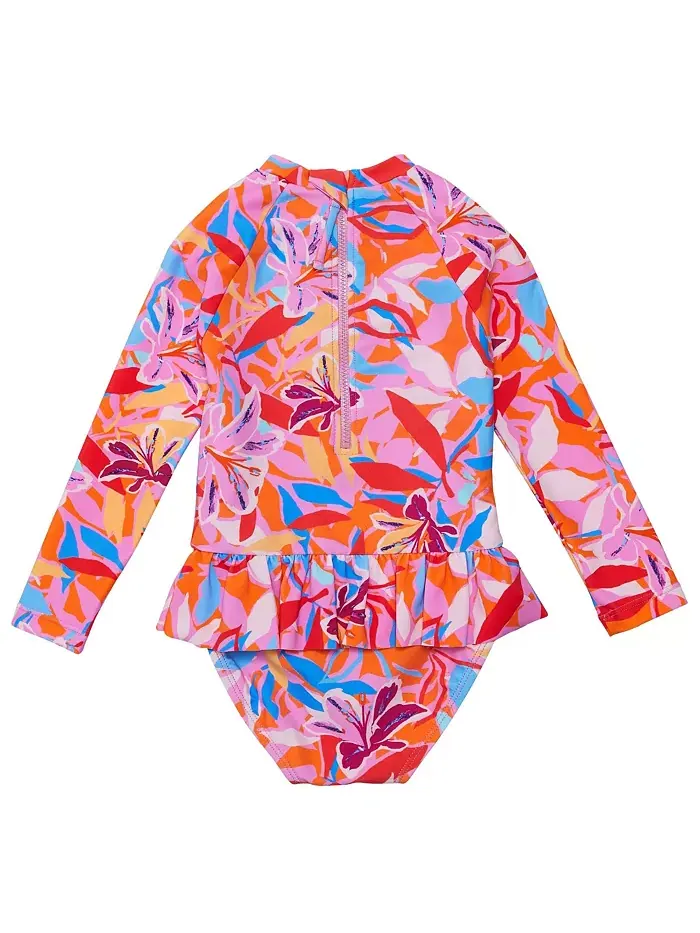 Детский комбинезон с длинным рукавом Blooming Sunset для девочек, экологичный Snapper Rock — изображение 3 из 5, мульти