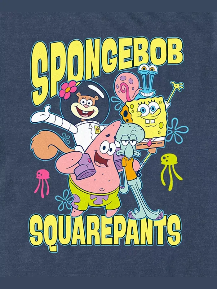 Мужская футболка с коротким рукавом Happy SpongeBob Hug Fifth Sun — изображение 3 из 3, темно-синий