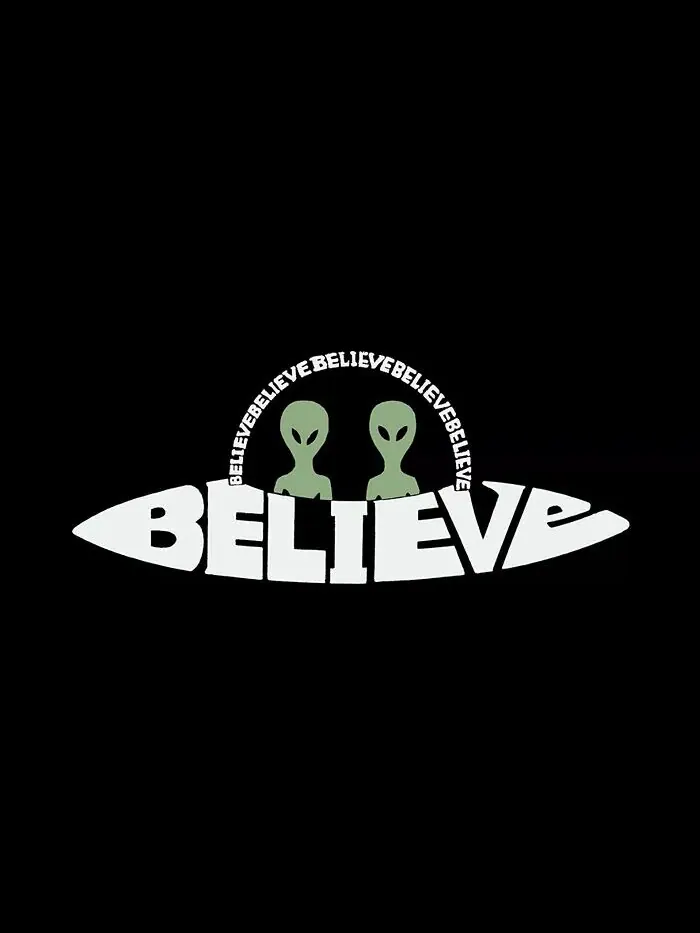 Мужская толстовка с капюшоном Believe UFO Word Art LA Pop Art — изображение 3 из 5, черный