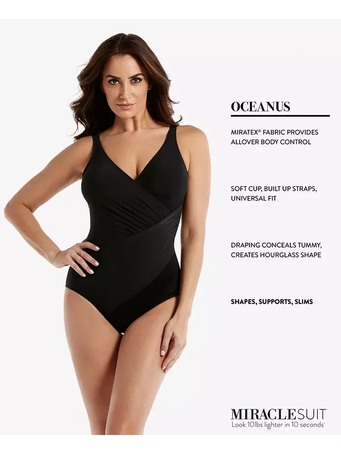 Женский слитный купальник Oceanus Tummy Control Plus Must Haves Miraclesuit — изображение 4 из 4, черный