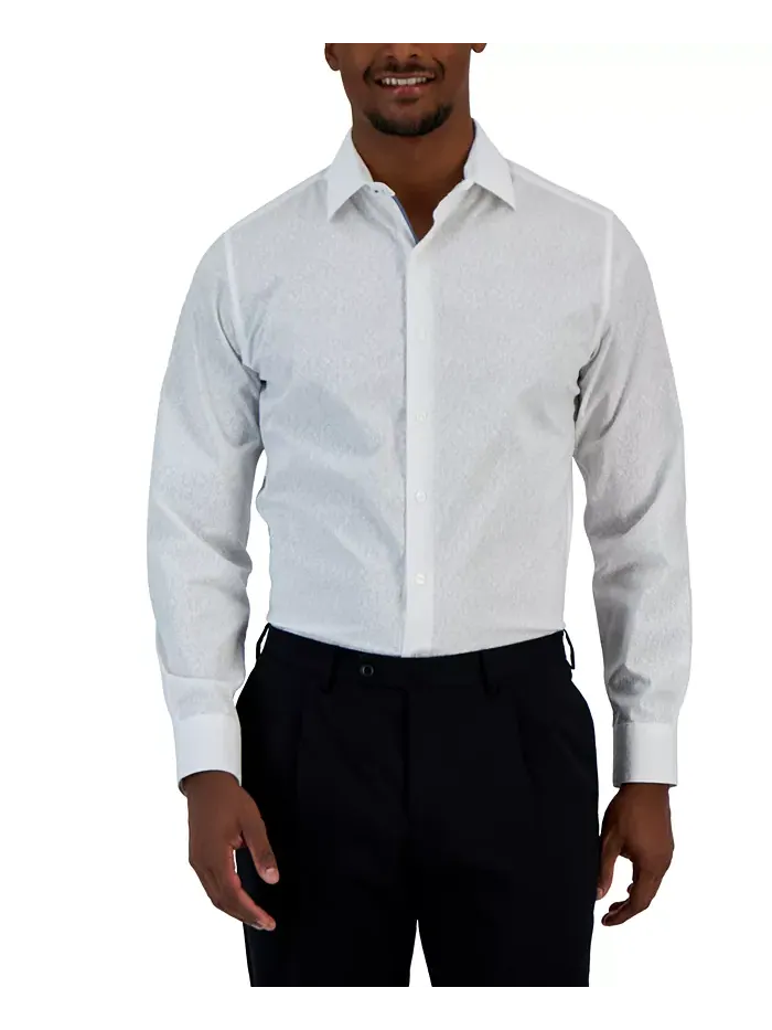 Мужская классическая рубашка с принтом виноградной лозы Slim Fit Bar III — изображение 1 из 6, белый