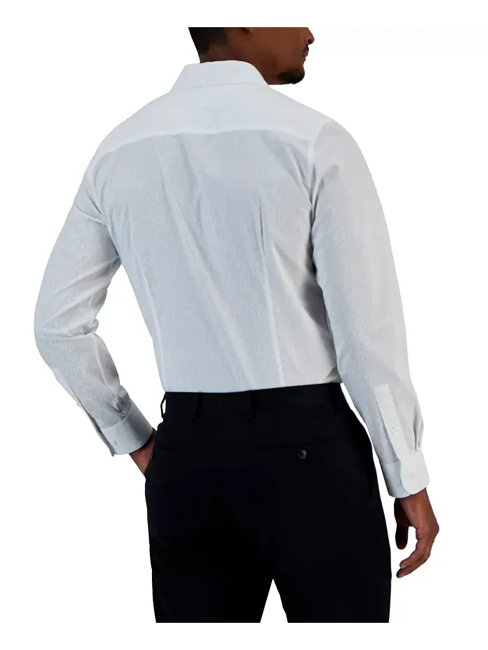 Мужская классическая рубашка с принтом виноградной лозы Slim Fit Bar III — изображение 2 из 6, белый