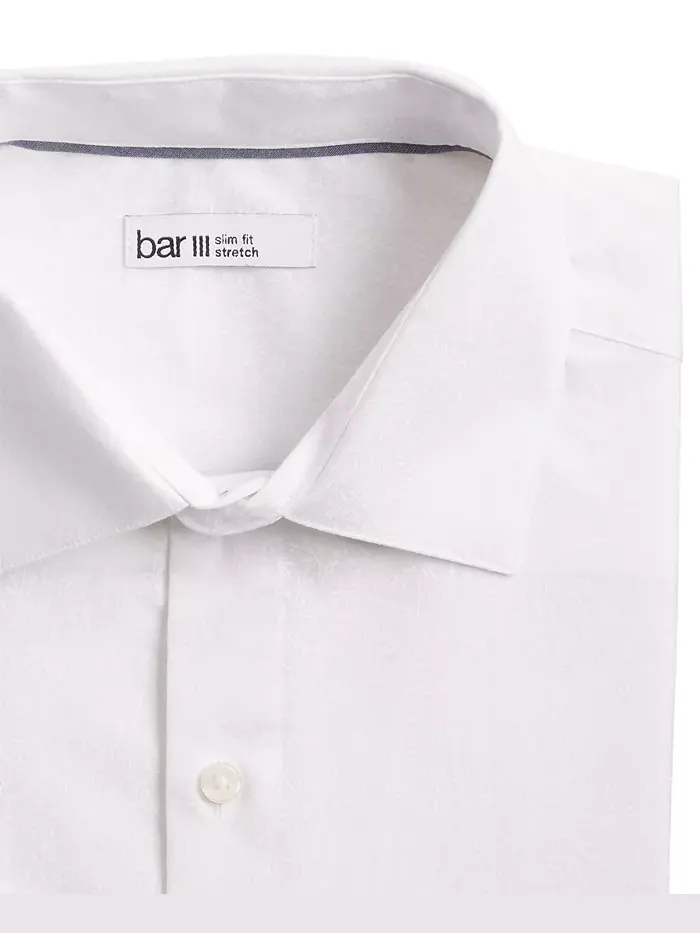 Мужская классическая рубашка с принтом виноградной лозы Slim Fit Bar III — изображение 5 из 6, белый