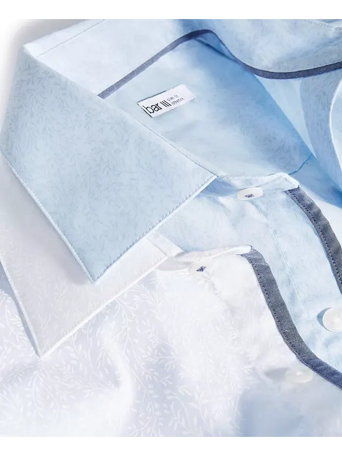 Мужская классическая рубашка с принтом виноградной лозы Slim Fit Bar III — изображение 6 из 6, белый