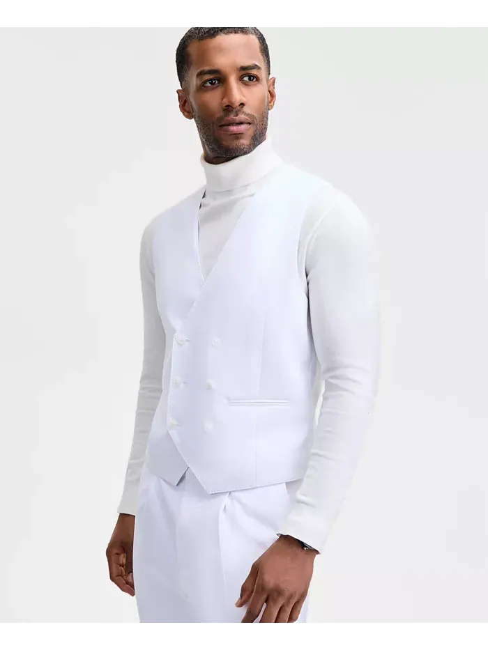 Мужской жилет классического кроя из костюмных отделений Tayion Collection — изображение 1 из 5, белый