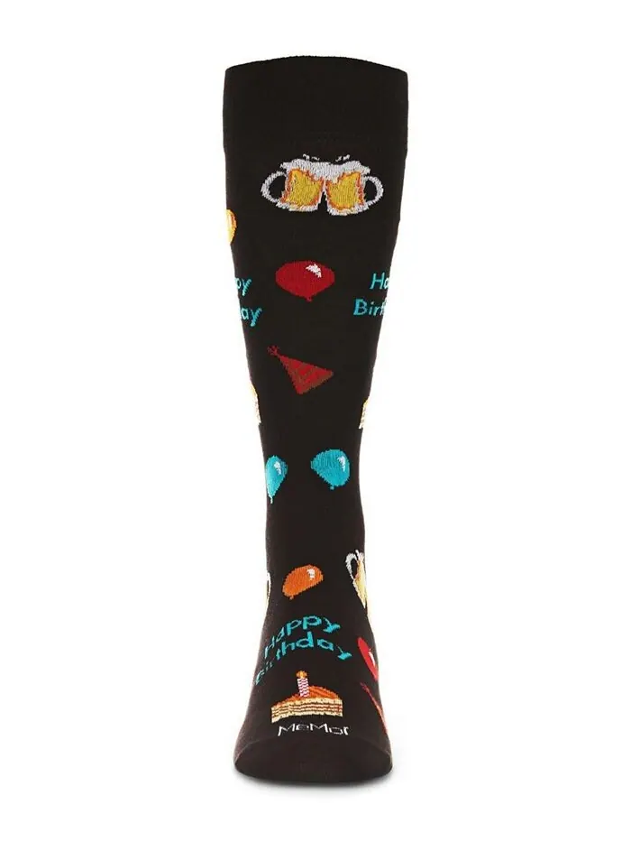 Мужские носки из искусственного шелка с днем рождения из бамбука Novelty Crew Socks MeMoi — изображение 2 из 3, черный