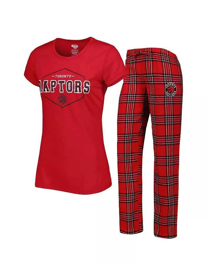 Женский комплект для сна из красной и черной футболки с эмблемой Toronto Raptors и пижамных штанов — изображение 1 из 3
