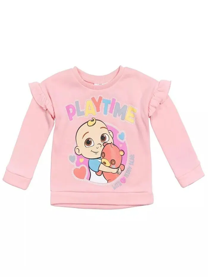Комплект из флисового свитера и штанов для малышей JJ Baby Baby Cocomelon — изображение 6 из 7, розовый/серый