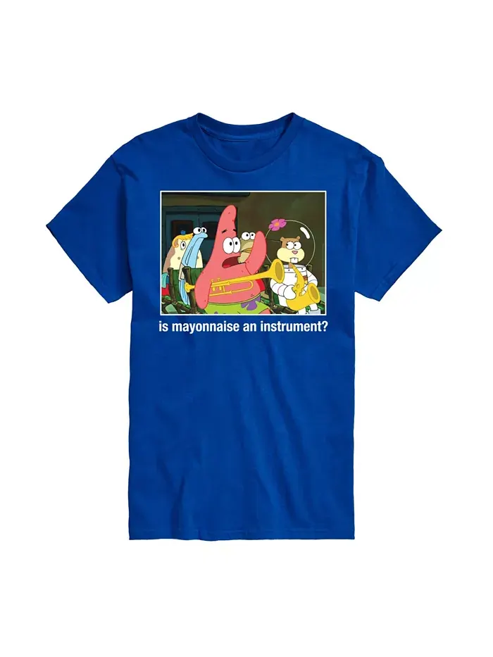 Мужская футболка с коротким рукавом SpongeBob SquarePants "Is Mayonnaise an Instrument" AIRWAVES — изображение 1 из 3, синий