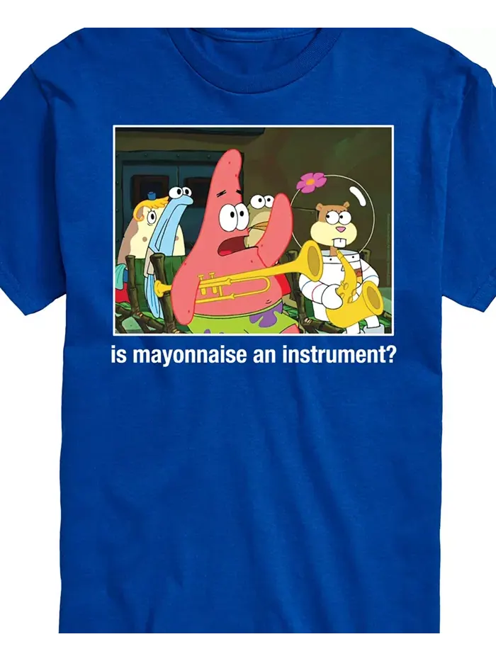 Мужская футболка с коротким рукавом SpongeBob SquarePants "Is Mayonnaise an Instrument" AIRWAVES — изображение 3 из 3, синий