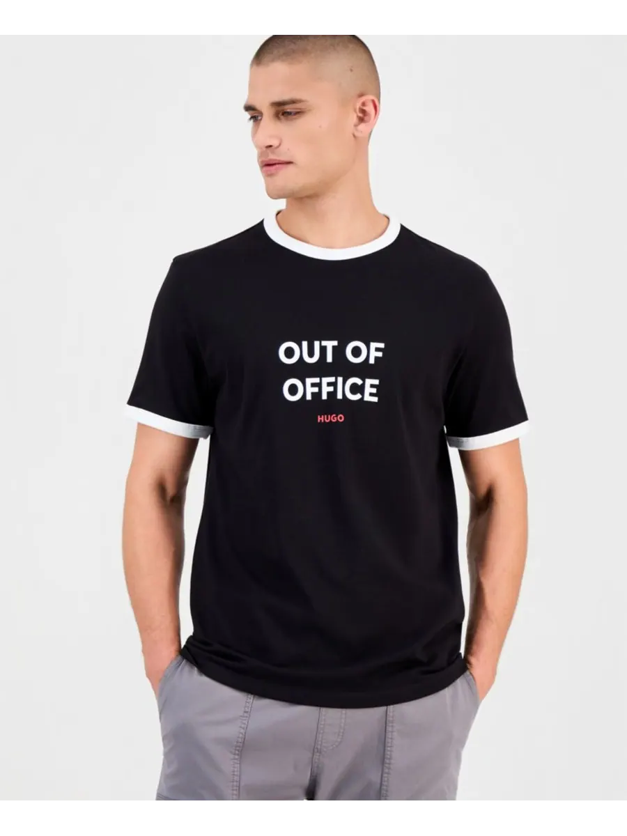 Мужская футболка с коротким рукавом и графическим принтом Doffice Hugo Boss — изображение 1 из 4, черный
