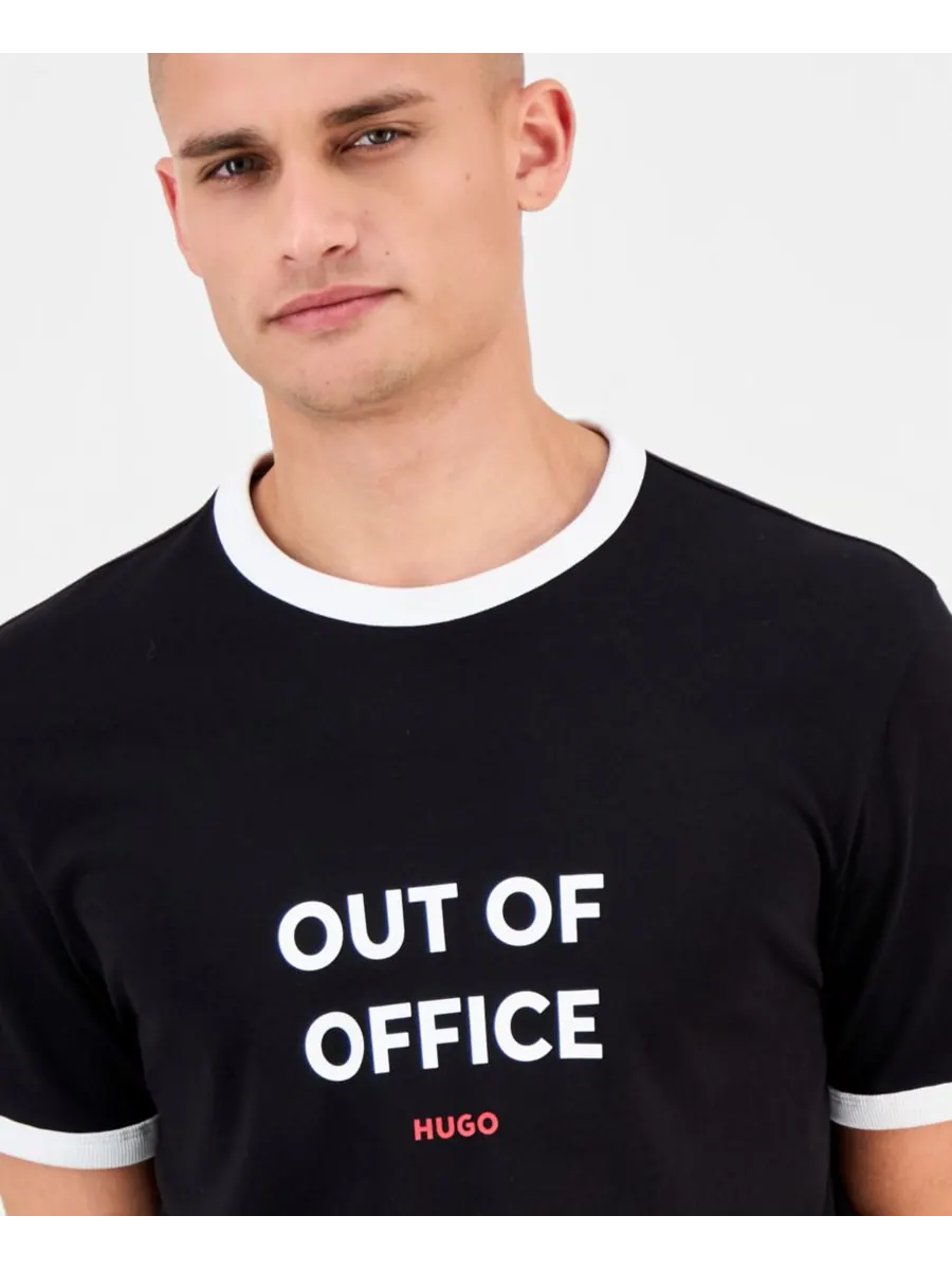 Мужская футболка с коротким рукавом и графическим принтом Doffice Hugo Boss — изображение 2 из 4, черный