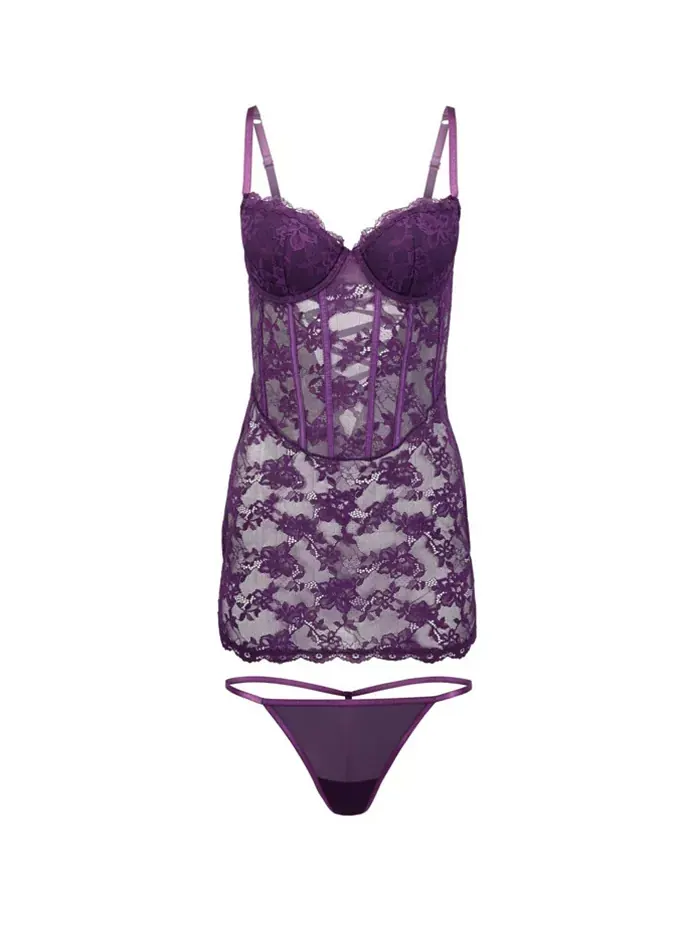 Женский комплект нижнего белья Brielle Babydoll и стринги Adore Me — изображение 4 из 4, темный фиолетовый