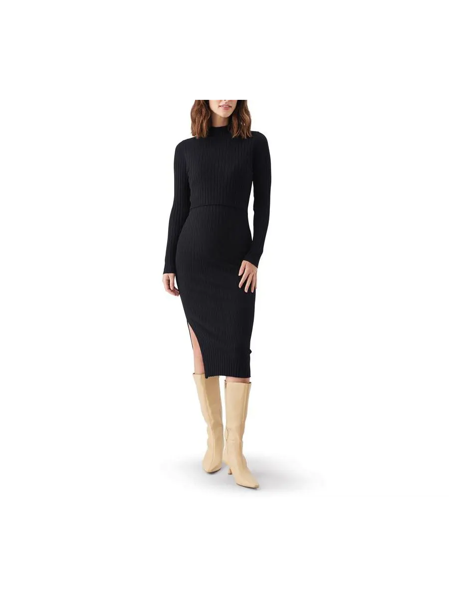 Вязаное платье для беременных и кормящих мам Nella Rib Ripe Maternity — изображение 1 из 3, черный