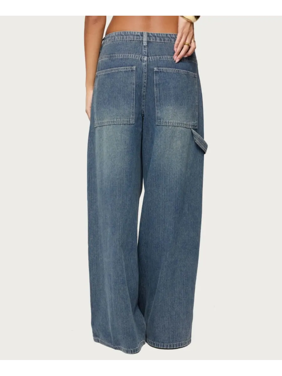 Женские джинсы Jaycee Low Rise Baggy Carpenter Jeans Edikted — изображение 2 из 5, синий