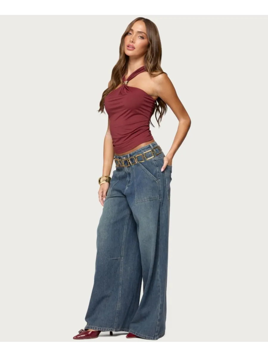 Женские джинсы Jaycee Low Rise Baggy Carpenter Jeans Edikted — изображение 3 из 5, синий
