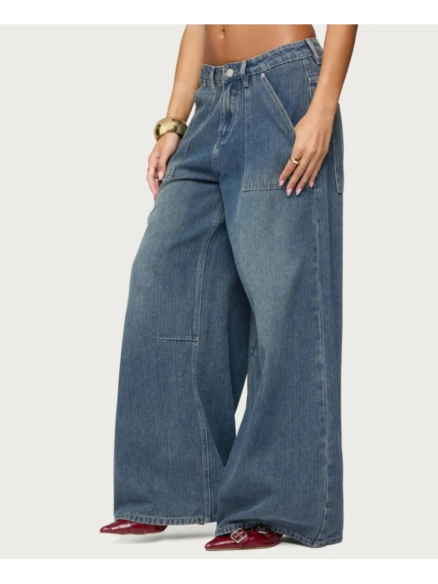 Женские джинсы Jaycee Low Rise Baggy Carpenter Jeans Edikted — изображение 4 из 5, синий