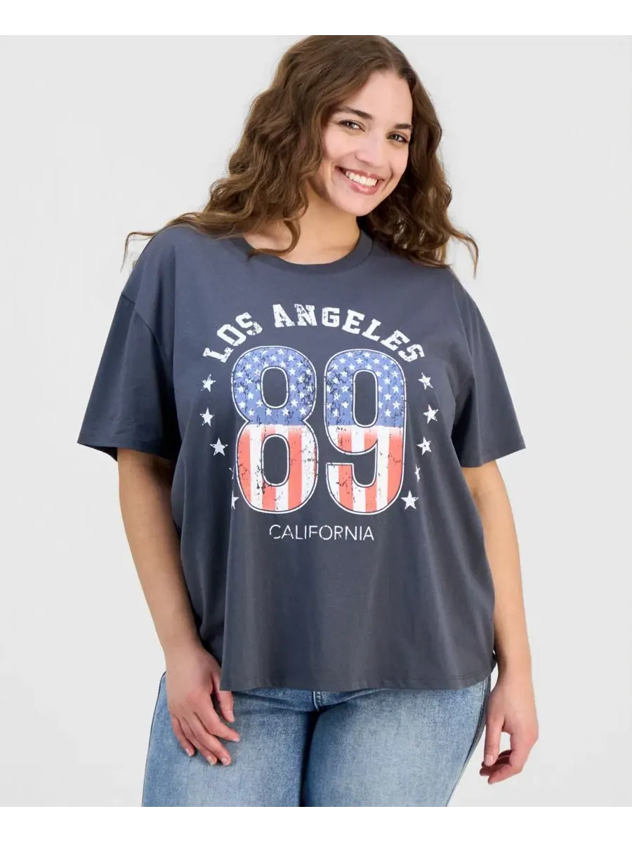 Футболка с коротким рукавом Trendy Plus Los Angeles 89 Rebellious One — изображение 1 из 4, серый