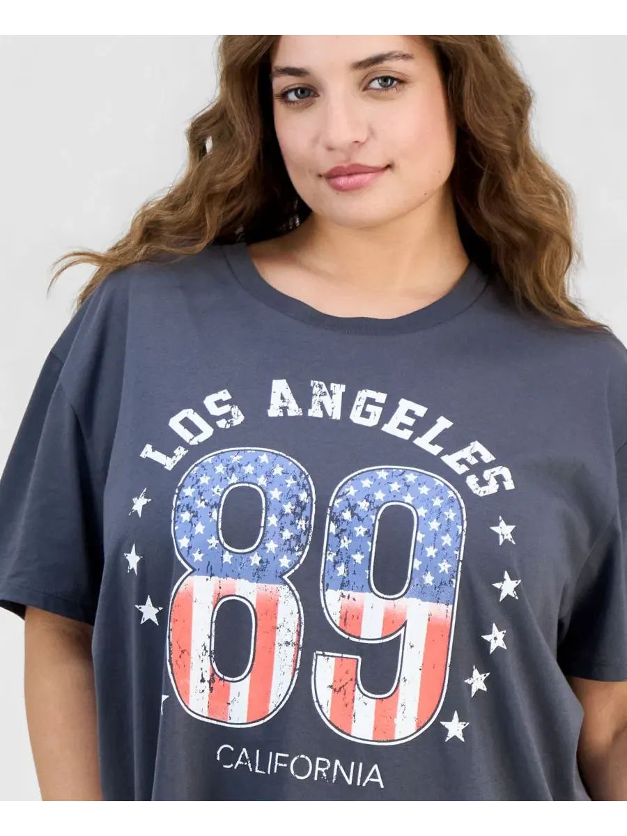 Футболка с коротким рукавом Trendy Plus Los Angeles 89 Rebellious One — изображение 3 из 4, серый