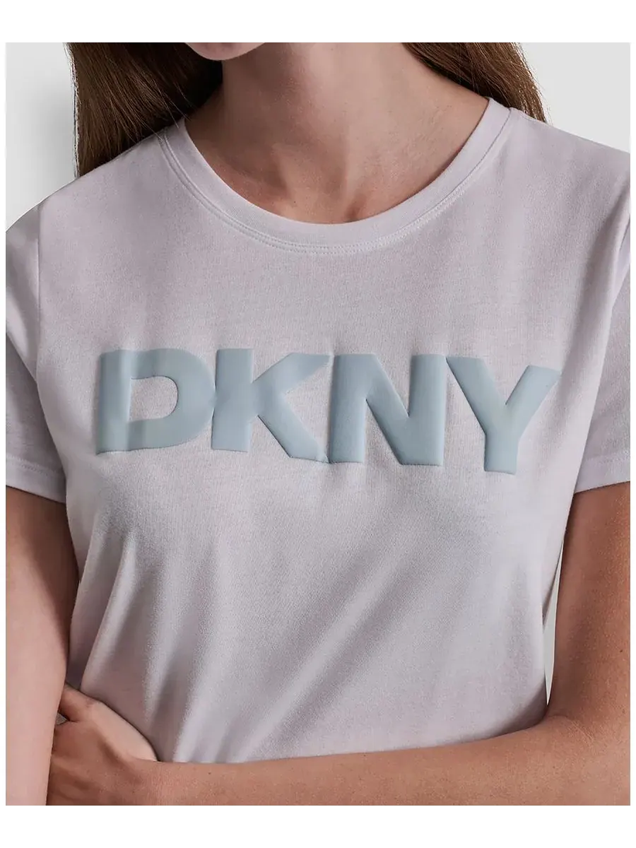Женская футболка с круглым вырезом и объемным логотипом DKNY Sport — изображение 4 из 6, белый