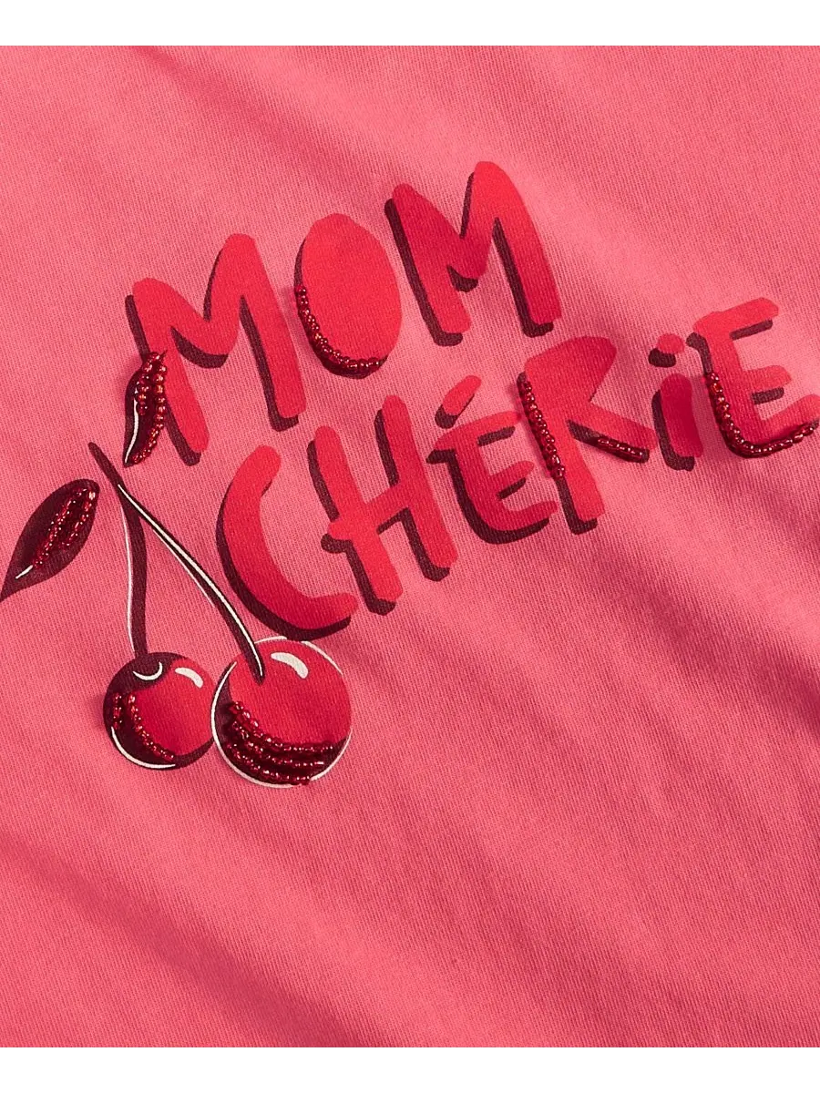 Женская хлопковая футболка Mom Cherié с графическим принтом On 34th — изображение 6 из 6, розовый