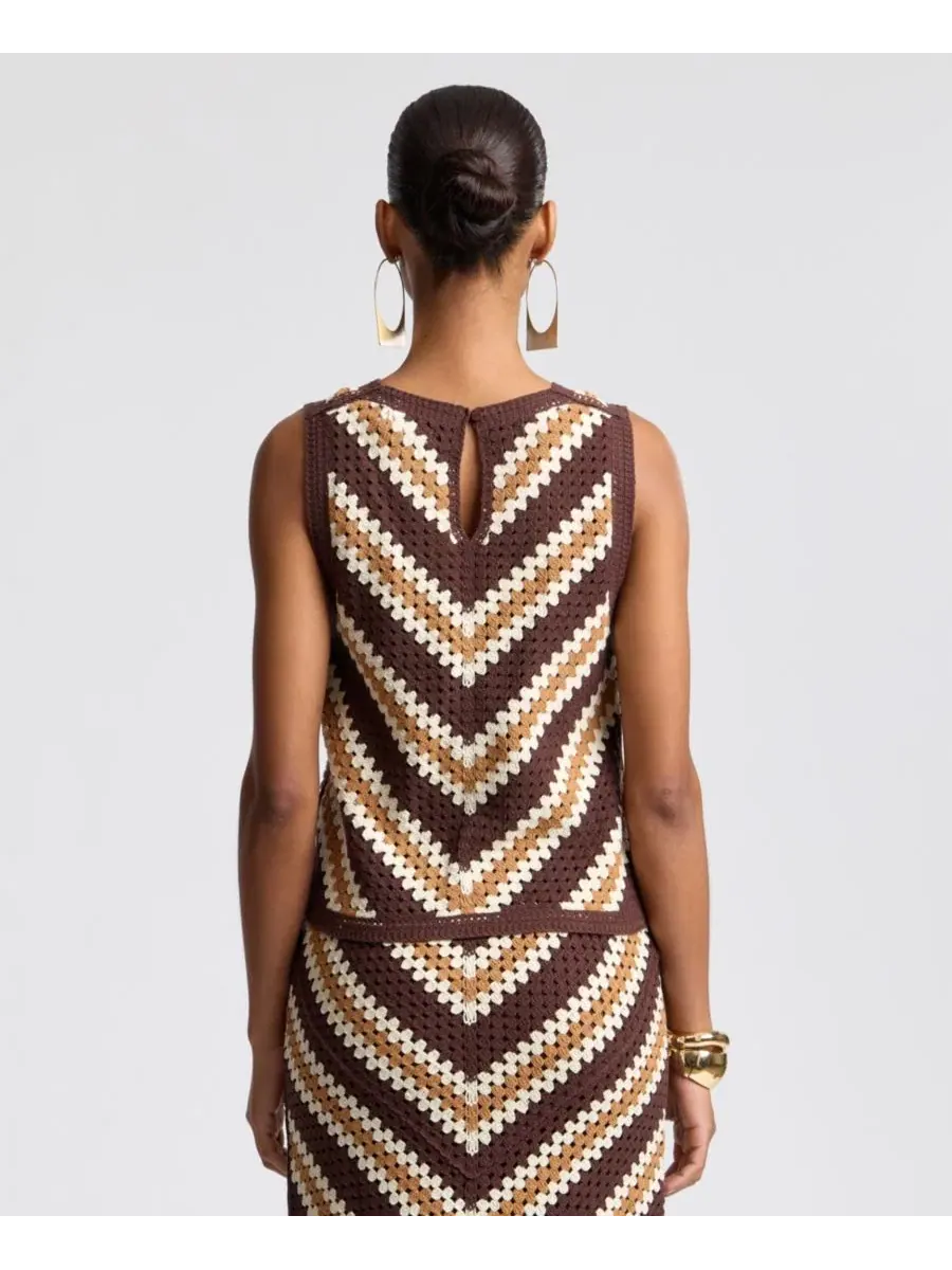 Женский вязаный топ без рукавов Avec Les Filles — изображение 6 из 7, коричневый
