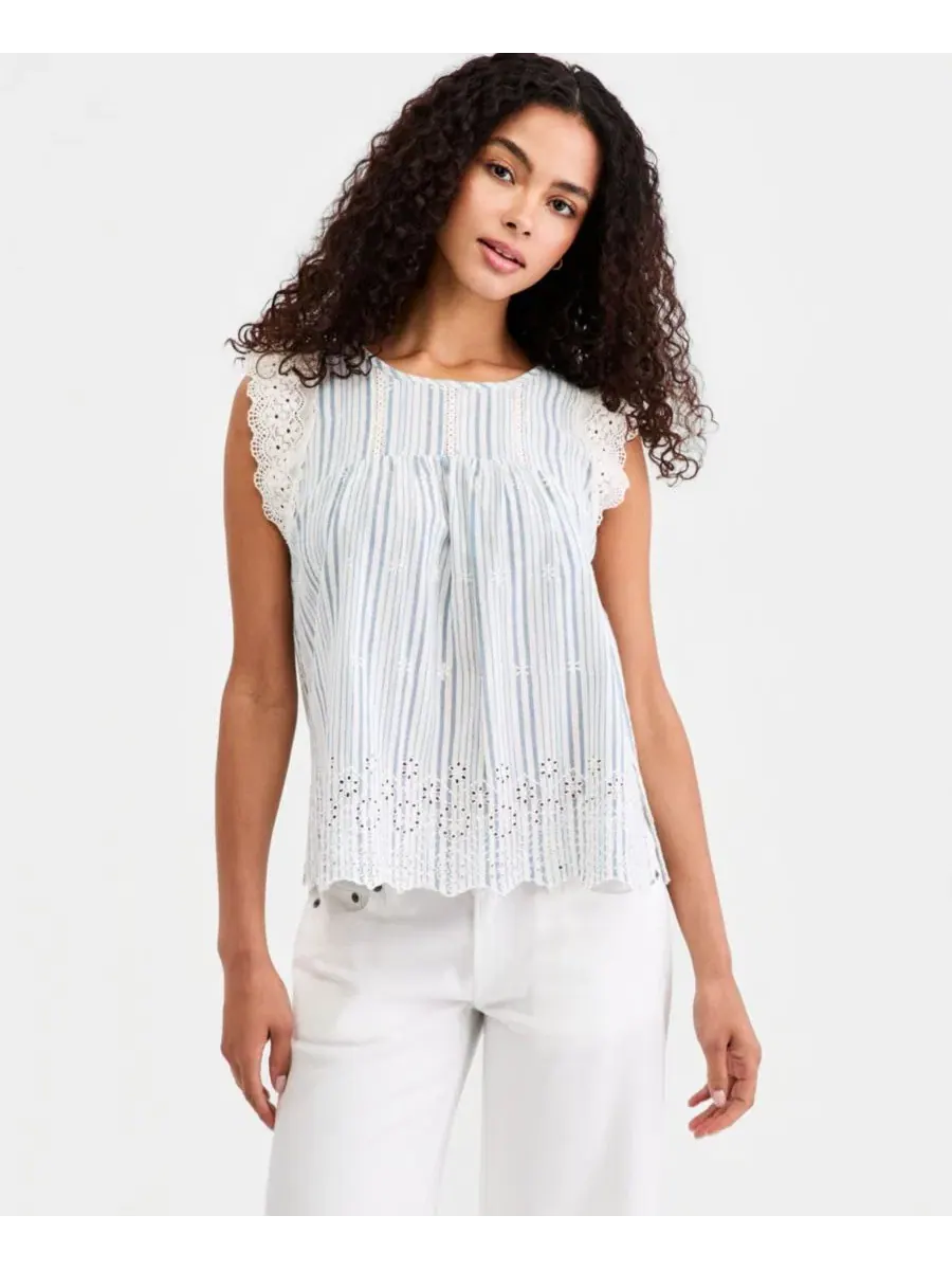 Топ без рукавов из хлопка и льна с кружевной отделкой Lucky Brand