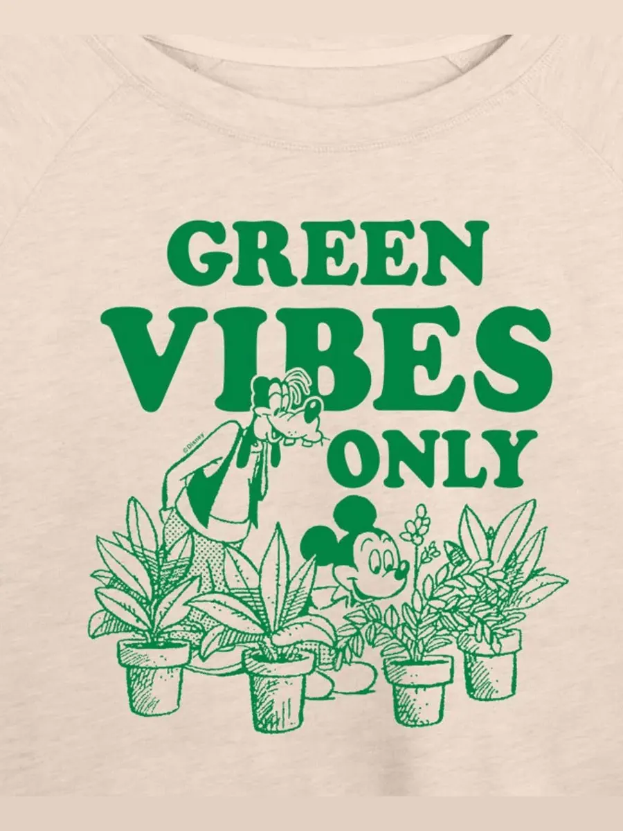 Футболка с длинными рукавами из французского трикотажа с принтом Disney Green Vibes Only больших — изображение 2 из 3