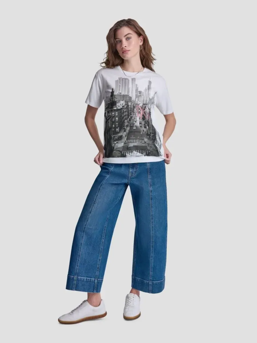 Футболка с коротким рукавом Petite New York с многослойным логотипом и пайетками Dkny Jeans — изображение 7 из 7